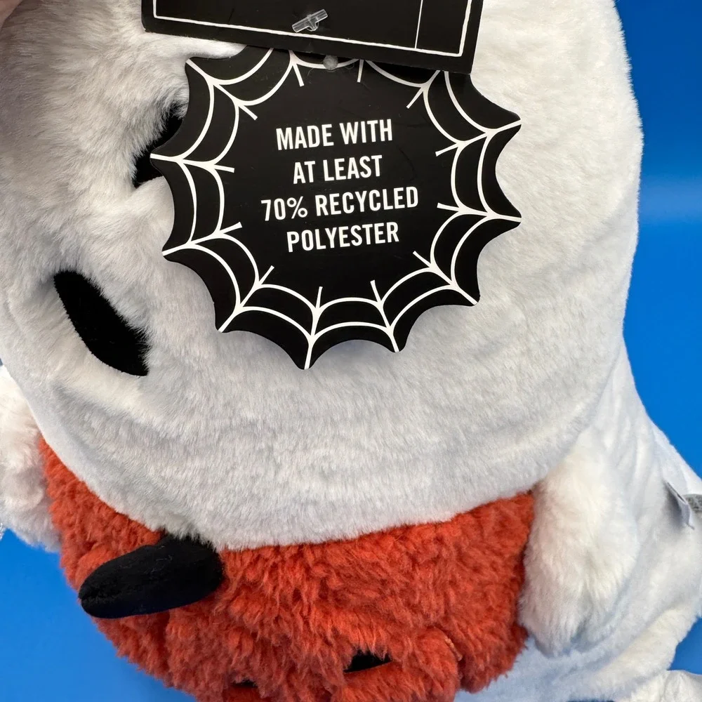 Martha Stewart Halloween Ghost Holding Pumpkin Plush Pillow‎ BOO! -  22 in.